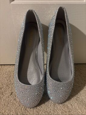 Dream Pairs Silver Glitter Rhinestone Ballet Flats